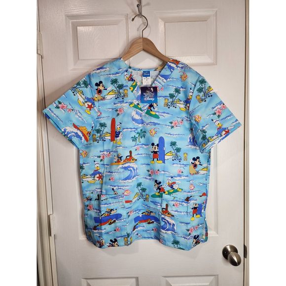 Disney NWT Mickey Mouse Hawaii Surf Scrubs Size M - Picture 2 of 4